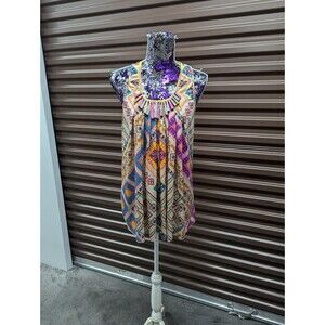 Rampage Size Large Colorful Flow Tank Top with Neckline charms